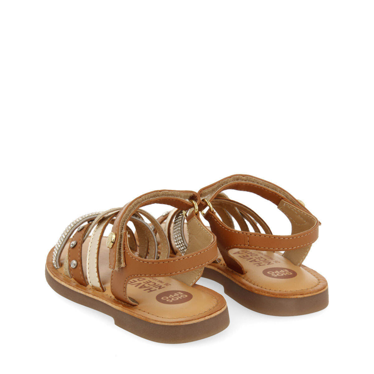 Niteroi girls detailed gold leather sandals