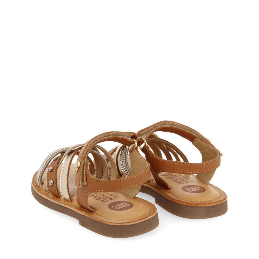Sandales en peau de couleur or avec détails pour fille niteroi