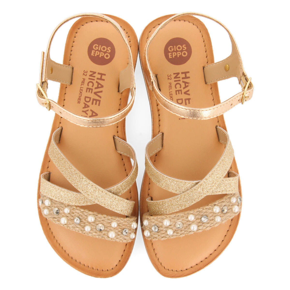Sandálias de juta multicolor com detalhes para menina catuti