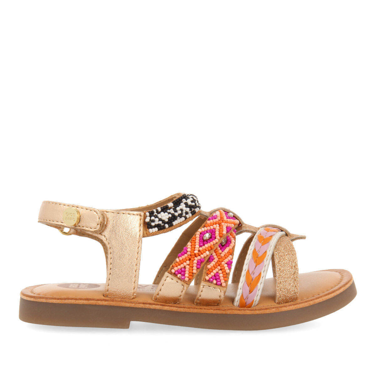 Caucaia girls leather sandals with thin multicoloured straps