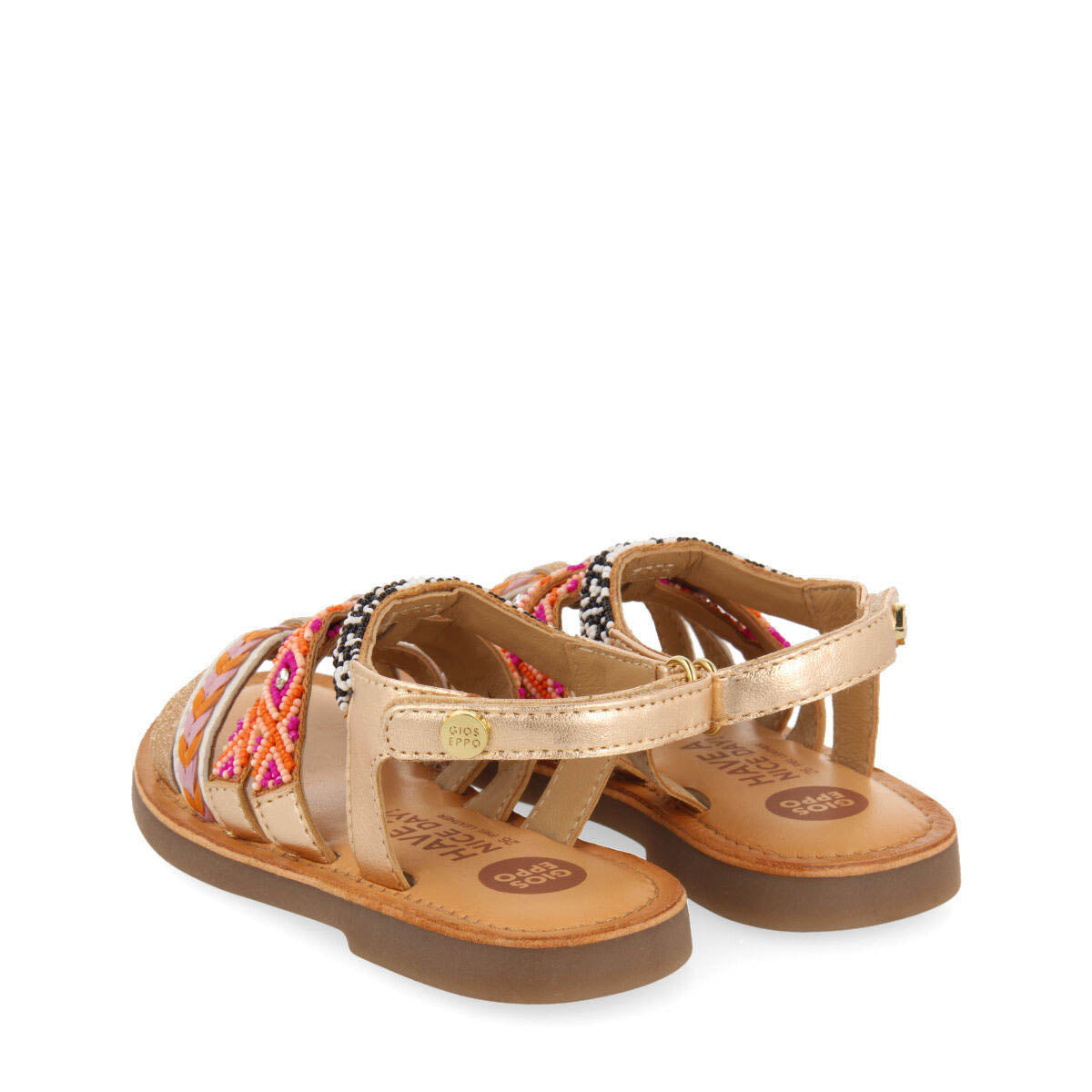 Caucaia girls leather sandals with thin multicoloured straps