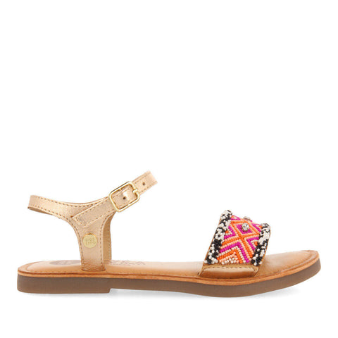 CENSY GIRLS LEATHER SANDALS WITH GEOMETRIC DETAILS