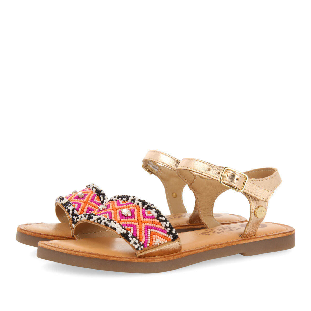 Censy girls leather sandals with geometric details