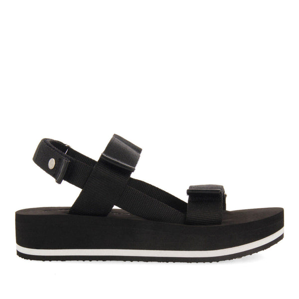 Poxoreu women's black platform sandals with adjustable straps