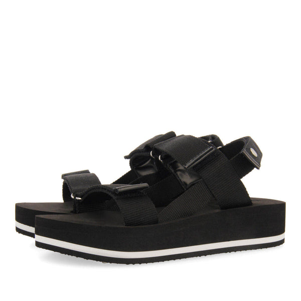 Poxoreu women's black platform sandals with adjustable straps