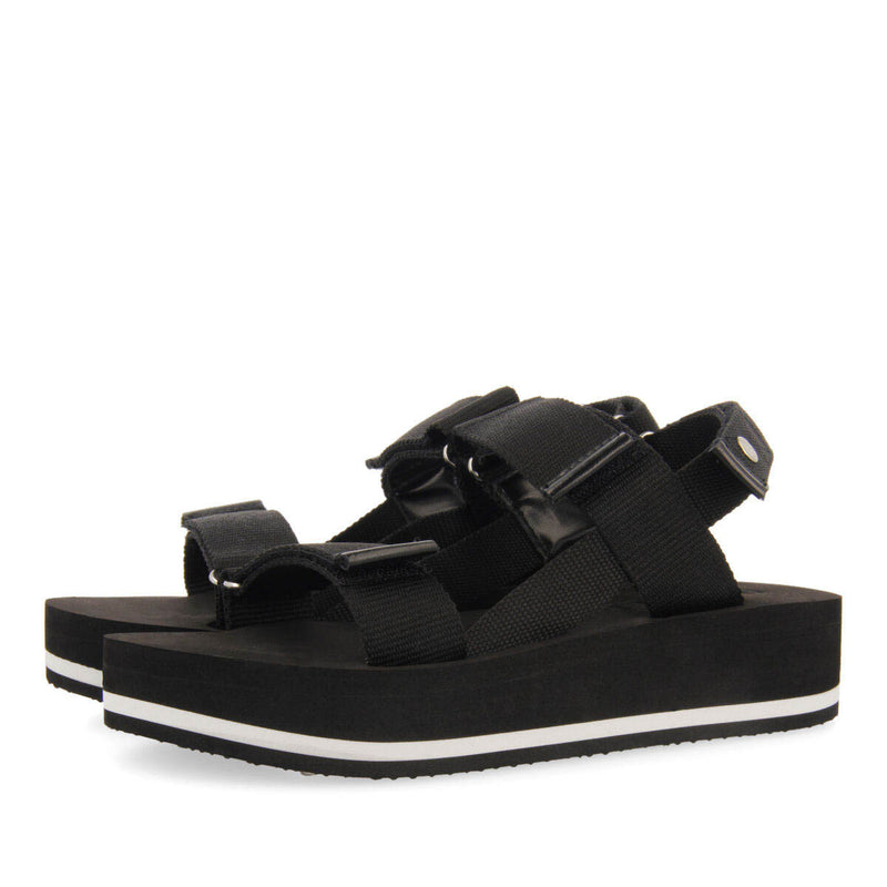Poxoreu women's black platform sandals with adjustable straps