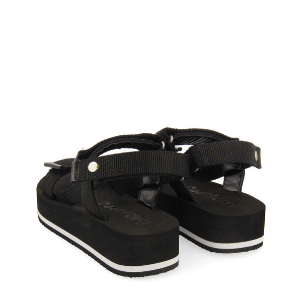 Poxoreu women's black platform sandals with adjustable straps