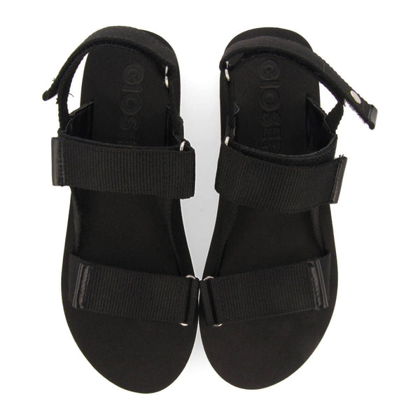 Poxoreu women's black platform sandals with adjustable straps