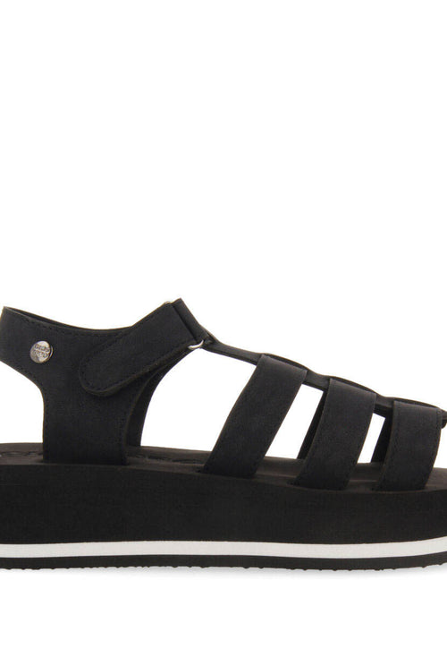 Sandalias negras tipo cangrejera con piso de eva para mujer ruch 