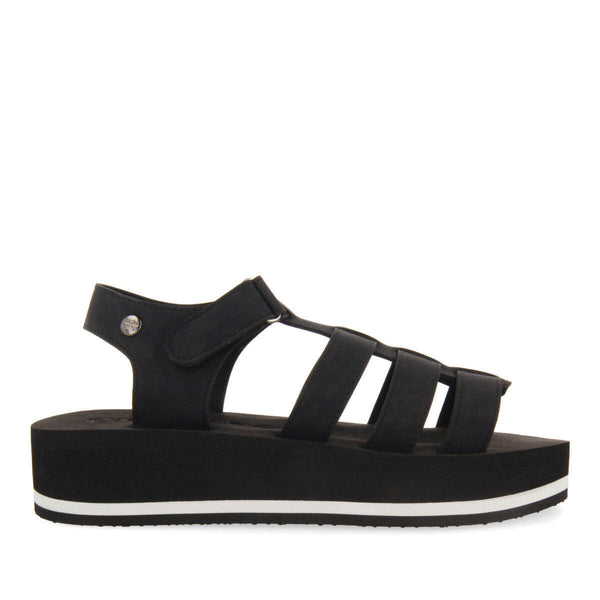Sandalias negras tipo cangrejera con piso de eva para mujer ruch 