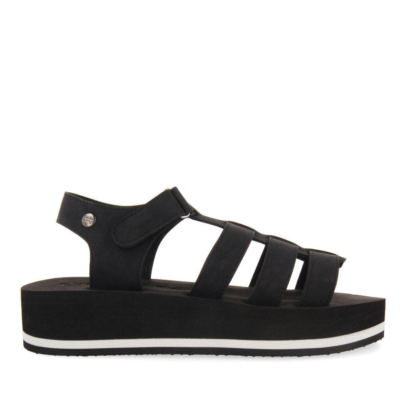 Sandalias negras tipo cangrejera con piso de eva para mujer ruch 