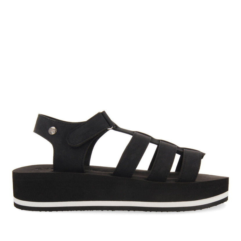Sandalias negras tipo cangrejera con piso de eva para mujer ruch 