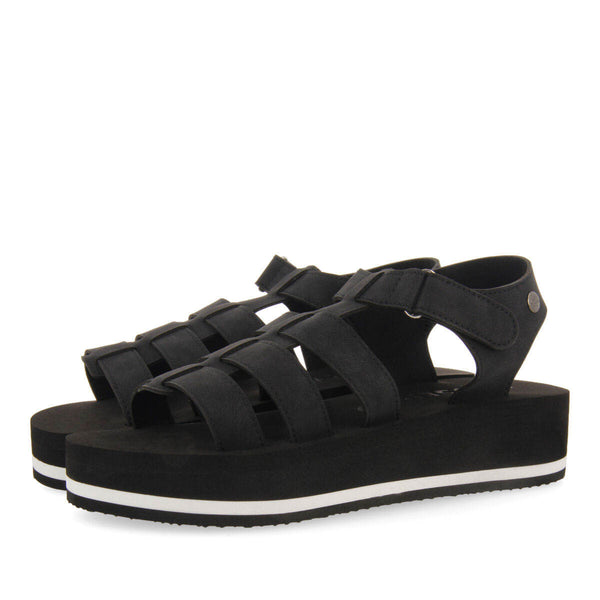 Sandalias negras tipo cangrejera con piso de eva para mujer ruch 