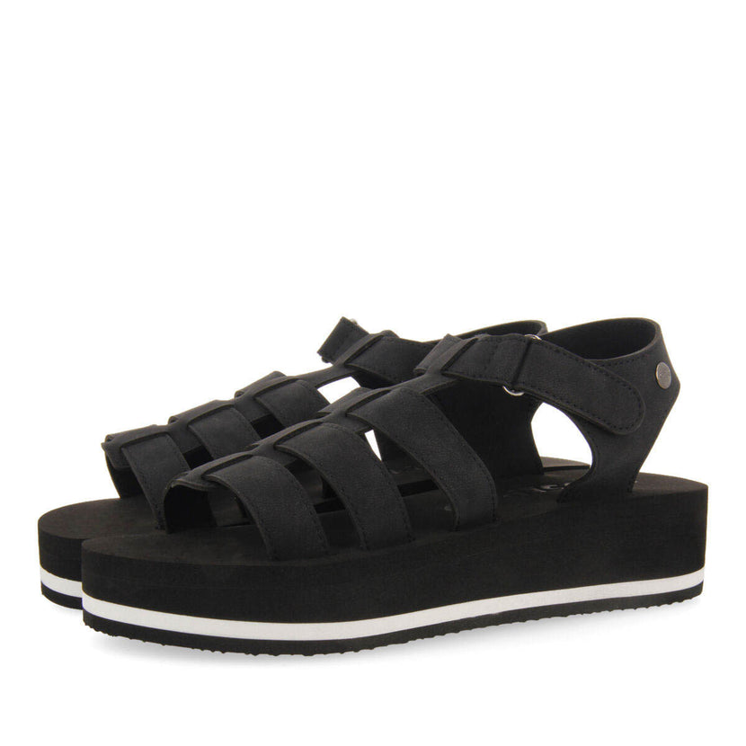 Sandalias negras tipo cangrejera con piso de eva para mujer ruch 
