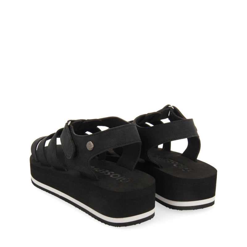 Sandalias negras tipo cangrejera con piso de eva para mujer ruch 