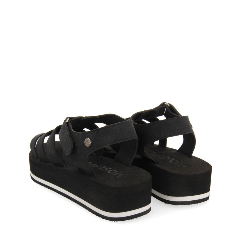 Sandalias negras tipo cangrejera con piso de eva para mujer ruch 