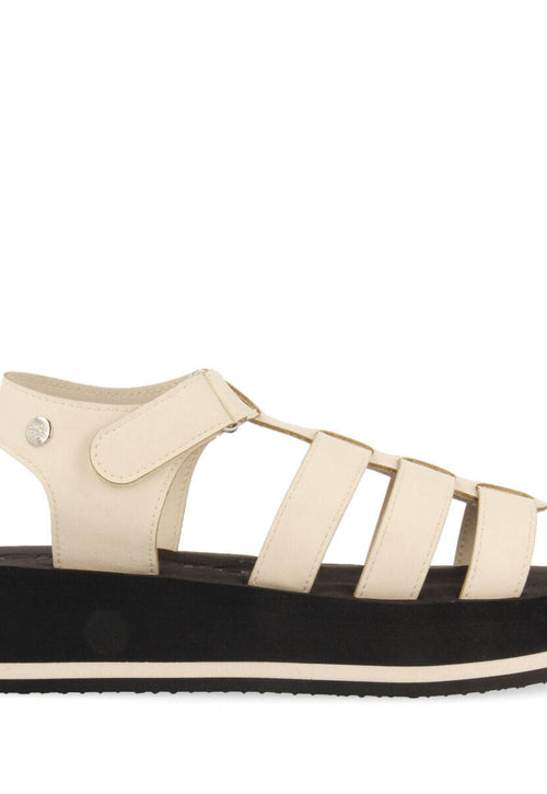 Sandalias off-white tipo cangrejera con piso de eva para mujer ruch 