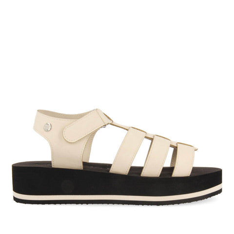 SANDALIAS OFF-WHITE TIPO CANGREJERA CON PISO DE EVA PARA MUJER RUCH 