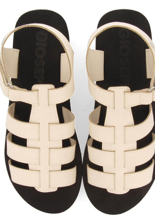 Sandalias off-white tipo cangrejera con piso de eva para mujer ruch 