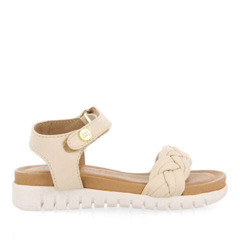 SANDALI IN PELLE COLOR OFF-WHITE CON TOMAIA CON INTRECCIO DA BAMBINA BRUYERES