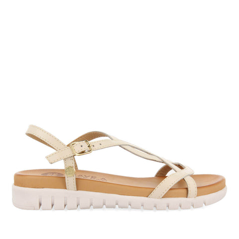 SANDALI IN PELLE COLOR OFF-WHITE DA BAMBINA TOCUMEN
