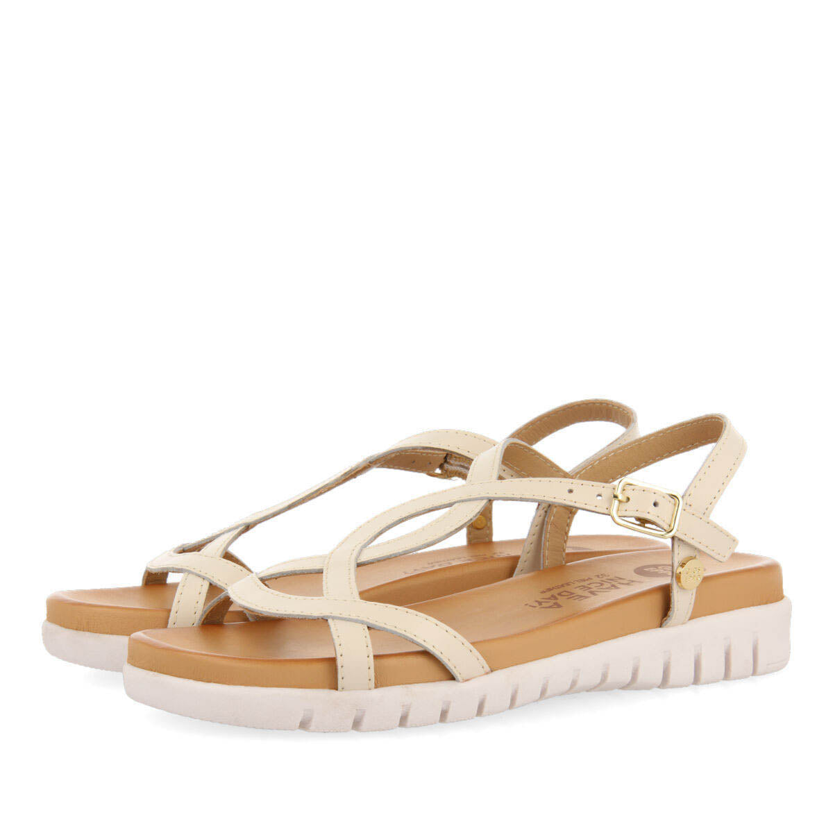Tocumen girls off white leather sandals