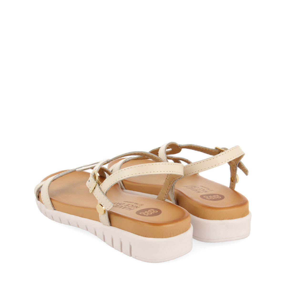 Tocumen girls off white leather sandals