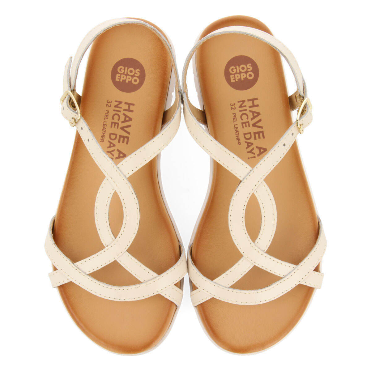 Tocumen girls off white leather sandals