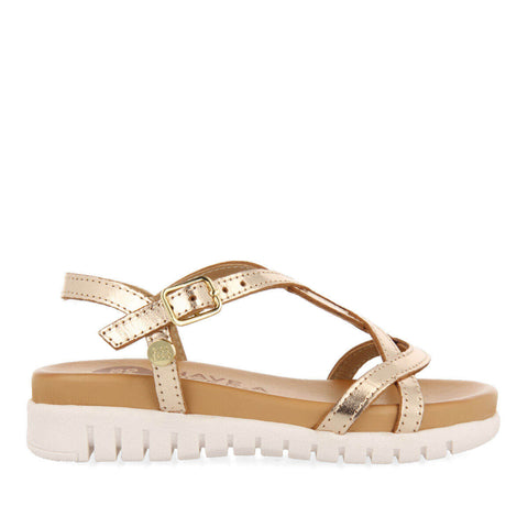 SANDALI IN PELLE COLOR ORO DA BAMBINA TOCUMEN