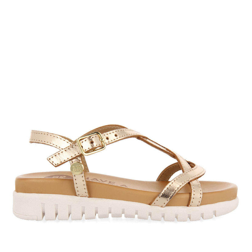 Sandali in pelle color oro da bambina tocumen