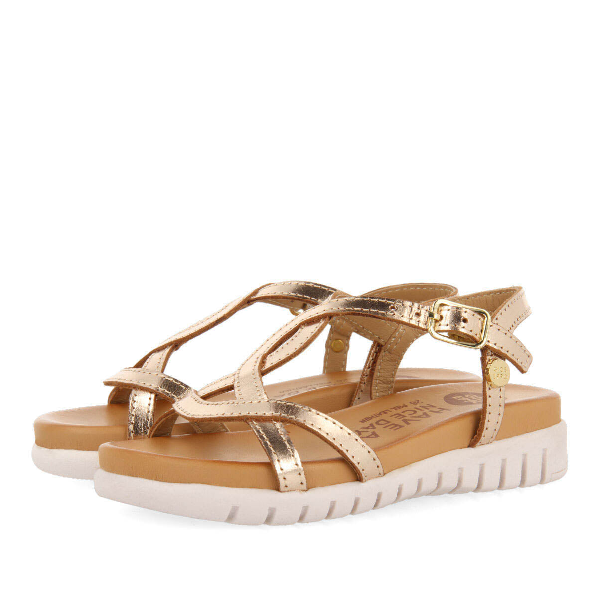 Tocumen girls gold leather sandals