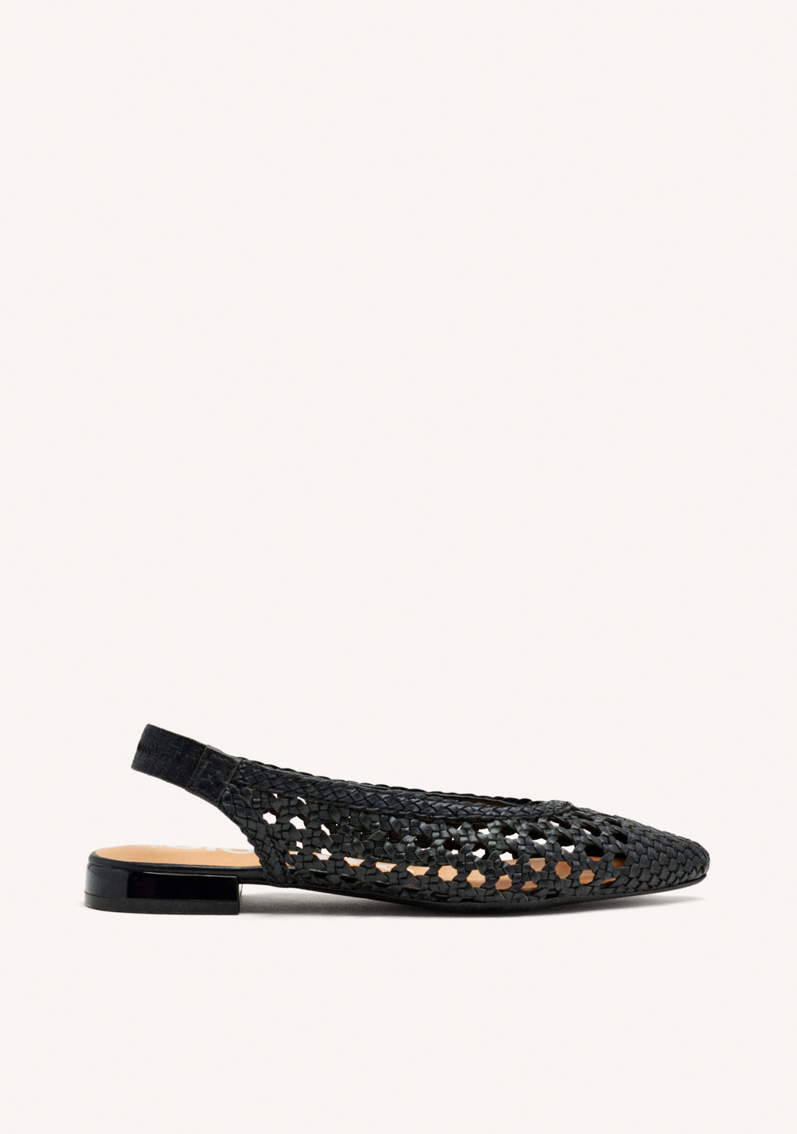 GUATAVITA WOMEN'S BLACK LEATHER BALLET FLATS WITH BRAIDING