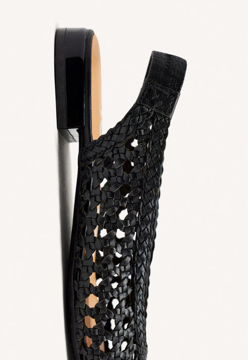 Bailarinas trenzadas de piel en color negro para mujer Guatavita 