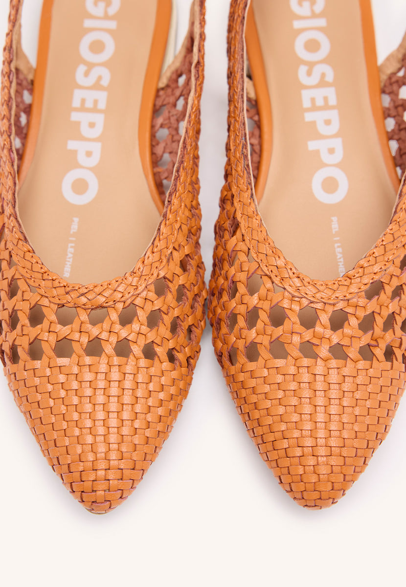 BAILARINAS TRENZADAS DE PIEL EN COLOR NARANJA PARA MUJER ARGIRITA
