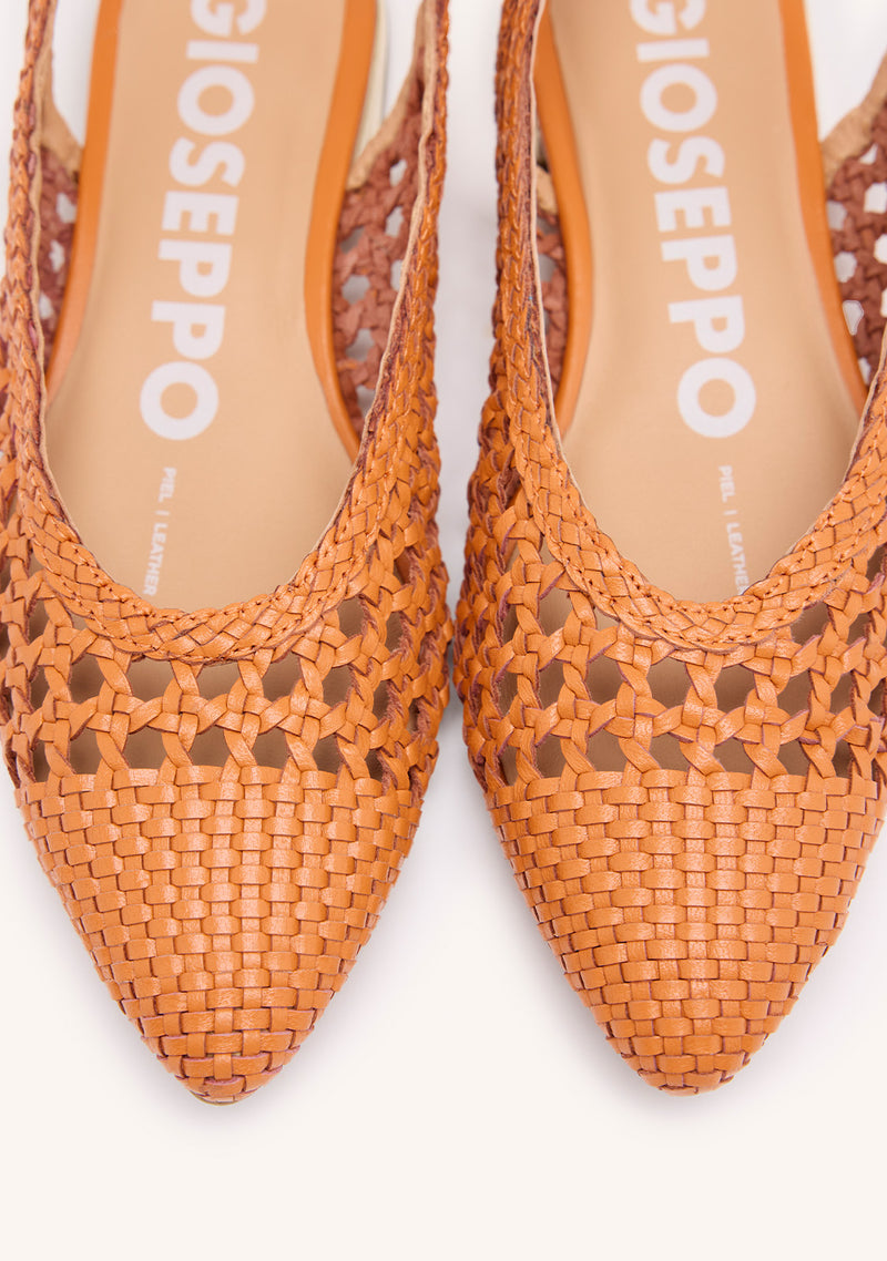 BAILARINAS TRENZADAS DE PIEL EN COLOR NARANJA PARA MUJER ARGIRITA