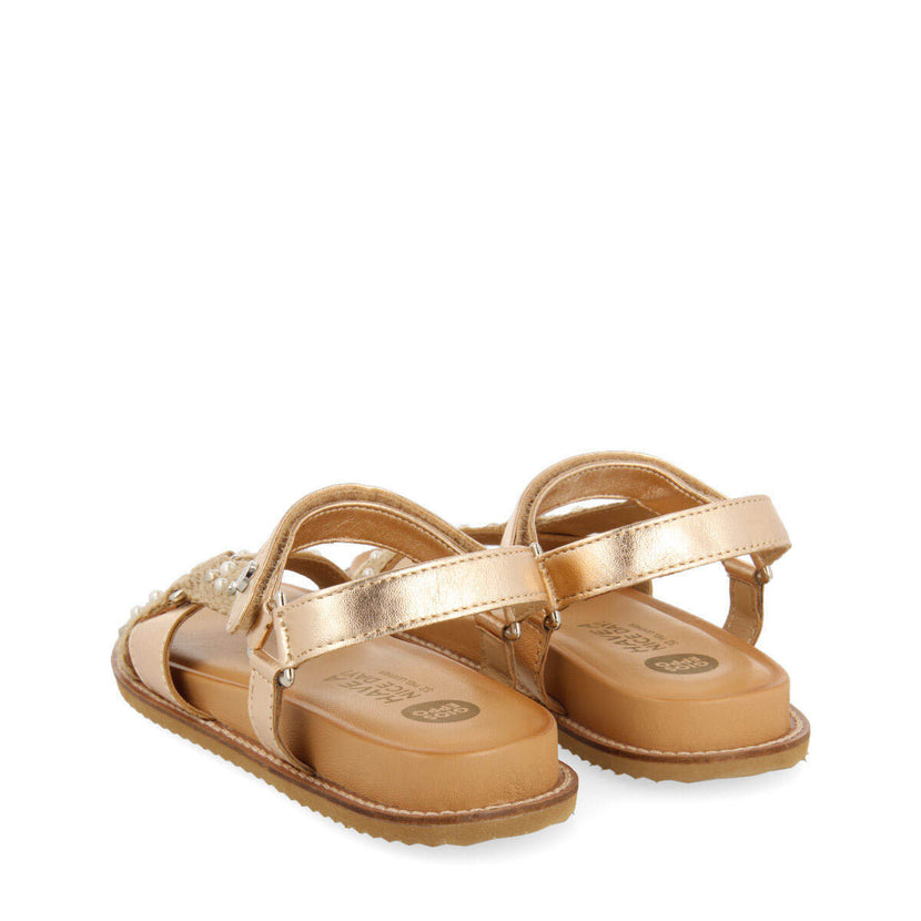 Sandales de couleur or rose avec semelle anatomique et jute pour fille ipameri