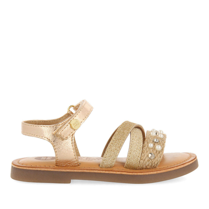 Sandales en jute multicolore et détails de perles et paillettes pour fille jandira