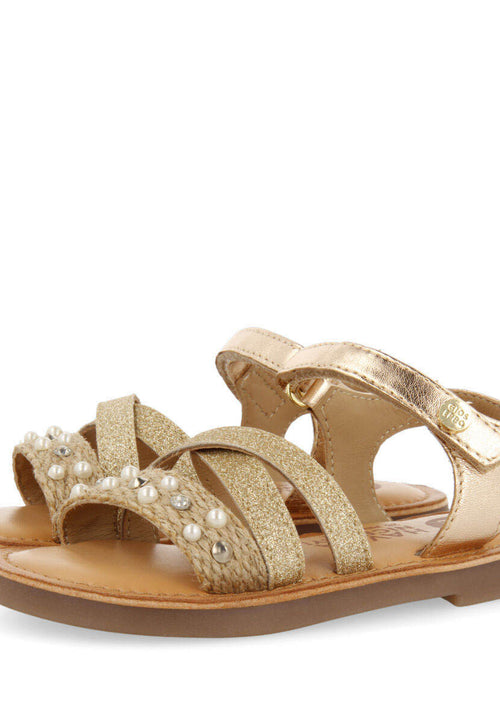 Sandalias con yute multicolor y detalles de perlas y glitter para niña jandira