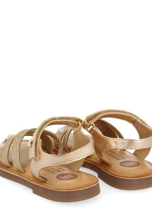 Sandalias con yute multicolor y detalles de perlas y glitter para niña jandira