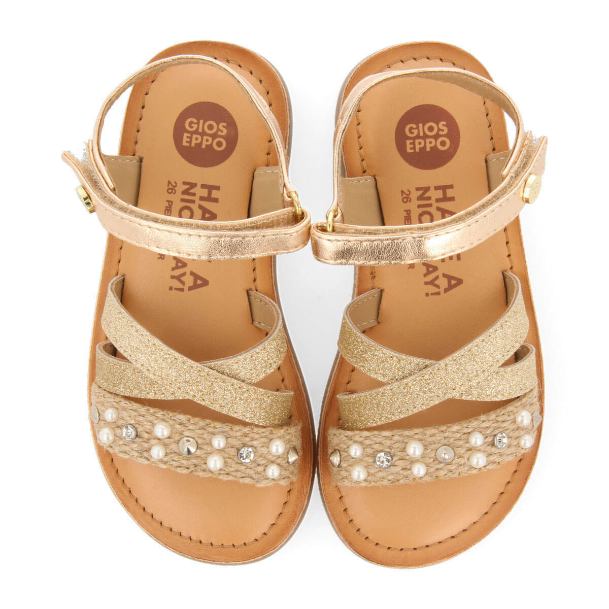 Jandira girls multicoloured jute sandals withearls and glitter