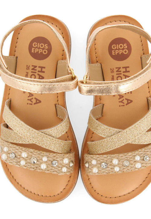 Sandalias con yute multicolor y detalles de perlas y glitter para niña jandira