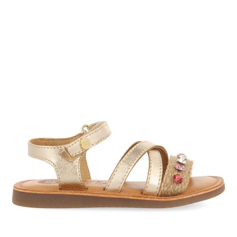 Sandales en jute et pierreries colorées, multicolores pour fille pirauba