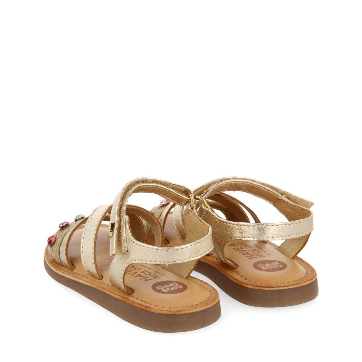 Pirauba girls sandals with jute and multicoloured crystals