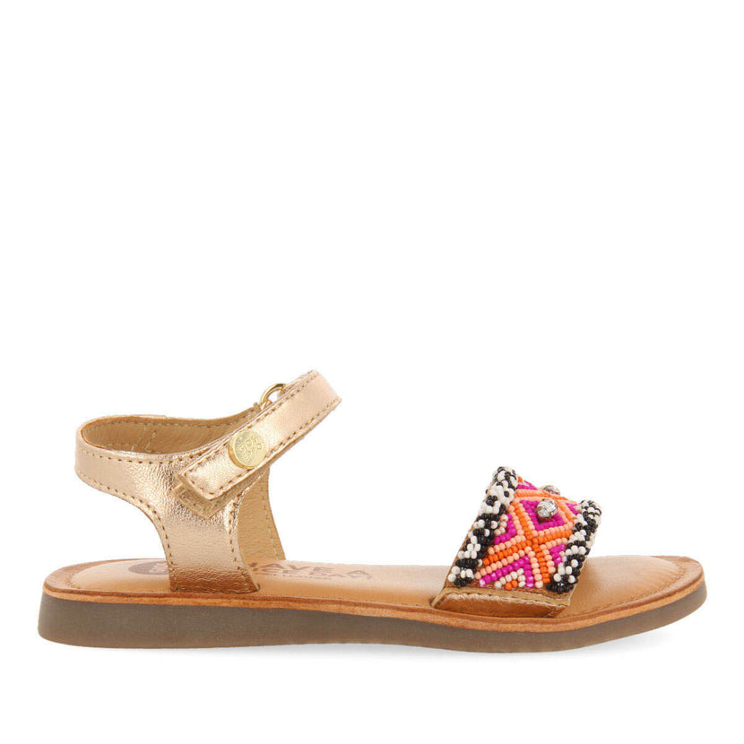 Sandales en peau avec détails ethniques multicolores pour fille naillat
