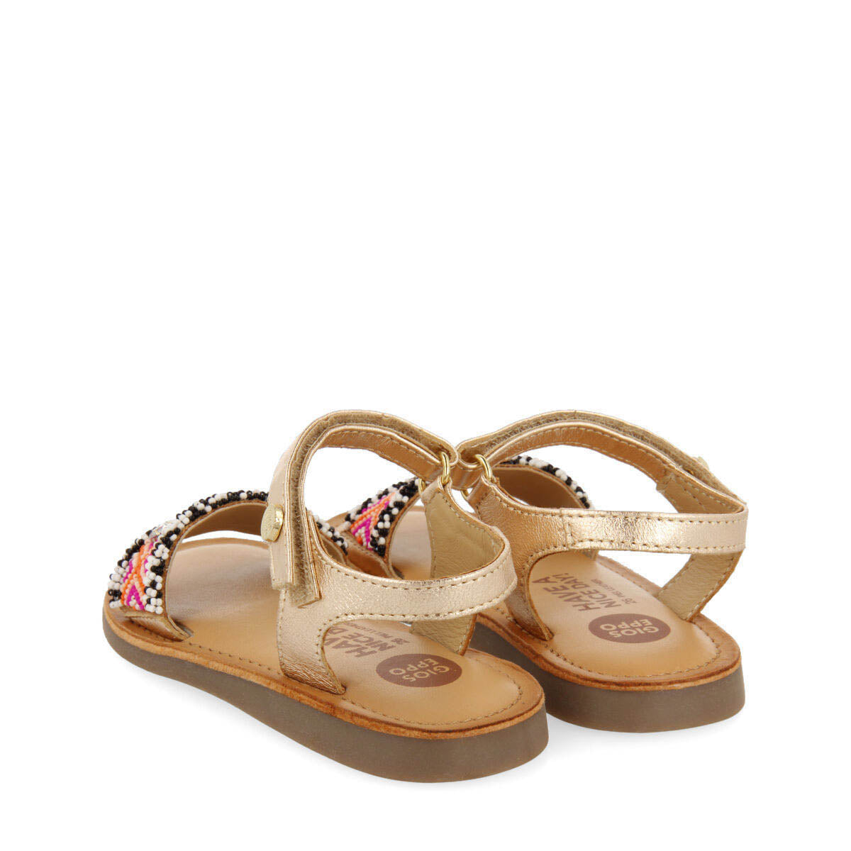 Naillat girls leather sandals with multicoloured geometric details