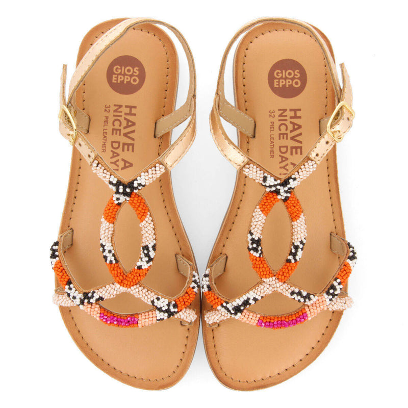 Sandales en peau avec détails ethniques couleur rose pour fille casole