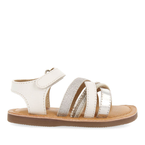 SANDALIAS DE PIEL CON DETALLES EN COLOR BLANCO PARA NIÑA OLAYA