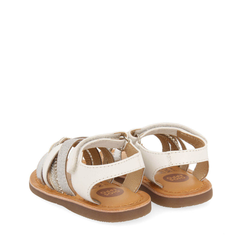 Sandalias de piel con detalles en color blanco para niña olaya