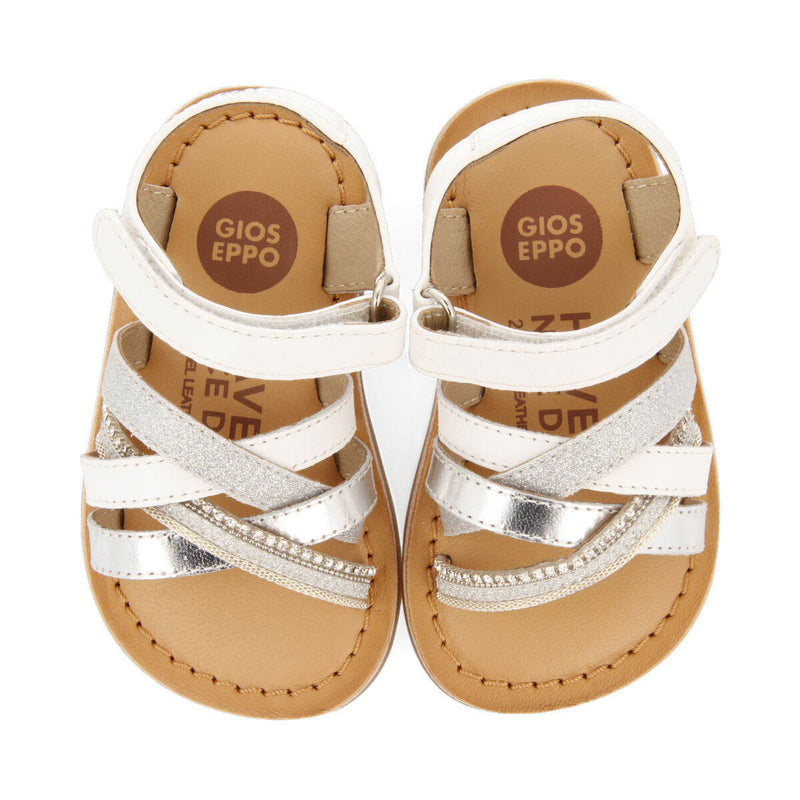 Sandalias de piel con detalles en color blanco para niña olaya