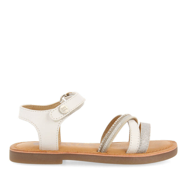 Sandales en peau avec détails de couleur blanche pour fille melgar